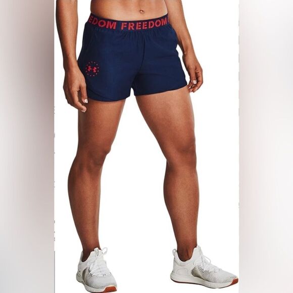 Under Armour navy and red freedom play up shorts sz small - Picture 1 of 8